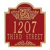 Whitehall Monogram Standard Wall 2-Line Personalized Plaque - Red/Gold