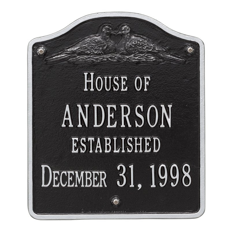 Whitehall Wedding Plaque Standard Wall 2-Line Personalized Plaque - Black/Silver