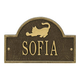 Whitehall Cat Arch Mini 1-Line Wall Personalized Plaque - Antique Brass