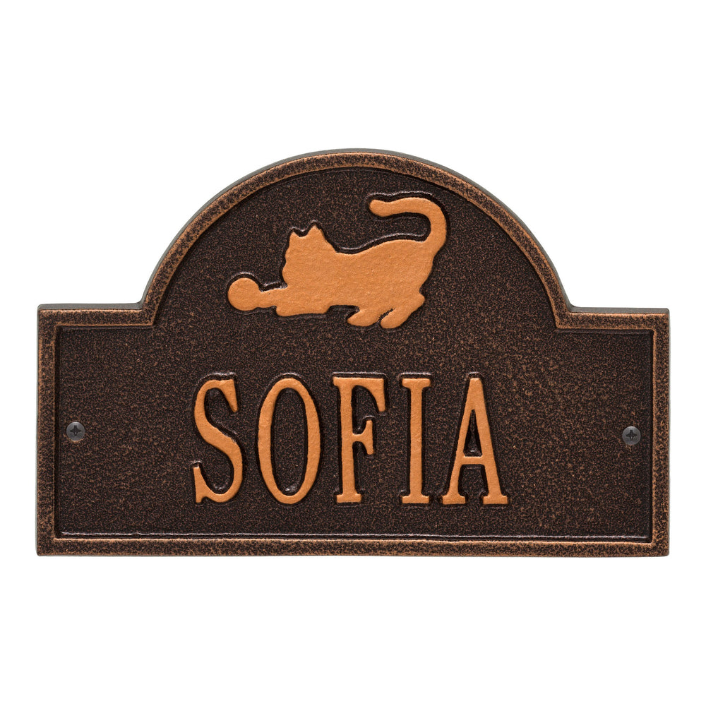 Whitehall Cat Arch Mini 1-Line Wall Personalized Plaque - Antique Copper