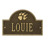 Whitehall Dog Paw Arch Mini 1-Line Wall Personalized Plaque - Antique Brass