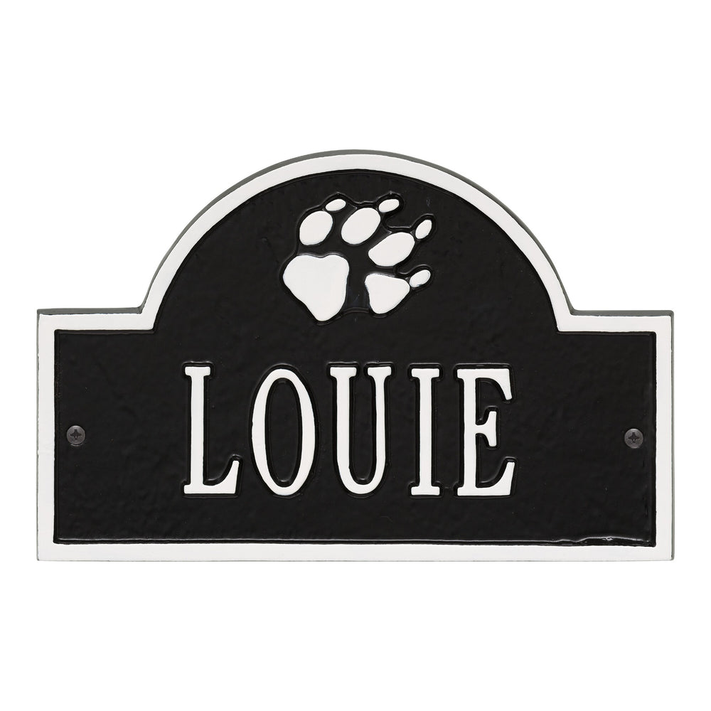 Whitehall Dog Paw Arch Mini 1-Line Wall Personalized Plaque - Black/White