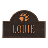 Whitehall Dog Paw Arch Mini 1-Line Wall Personalized Plaque - Oil-Rubbed Bronze