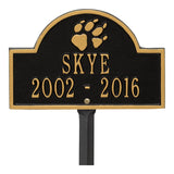 Whitehall Dog Paw Arch Mini 2-Line Lawn Personalized Plaque - Black/Gold
