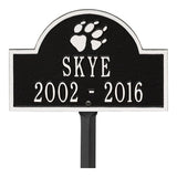 Whitehall Dog Paw Arch Mini 2-Line Lawn Personalized Plaque - Black/White