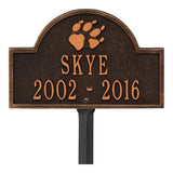 Whitehall Dog Paw Arch Mini 2-Line Lawn Personalized Plaque - Oil-Rubbed Bronze