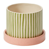 Melancia with Saucer Hand-Painted Speckled Pots By Accent Decor