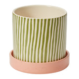 Melancia with Saucer Hand-Painted Speckled Pots By Accent Decor