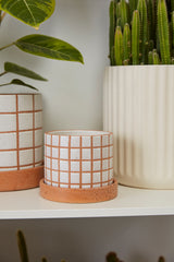 Gridline with Saucer Speckled Textured Pots By Accent Decor