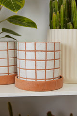 Gridline with Saucer Speckled Textured Pots By Accent Decor