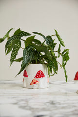Cheerful Mushroom Speckled Glossy Decorative Figurine By Accent Decor