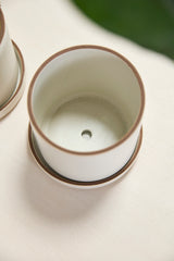 Author with Saucer Matte Ceramic Pots By Accent Decor