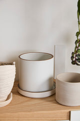 Author with Saucer Matte Ceramic Pots By Accent Decor