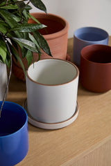 Author with Saucer Matte Ceramic Pots By Accent Decor