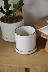 Author with Saucer Matte Ceramic Pots By Accent Decor