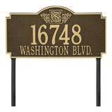 Whitehall Monogram Estate Lawn 2-Line Personalized Plaque - Antique Brass