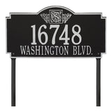 Whitehall Monogram Estate Lawn 2-Line Personalized Plaque - Black/Silver