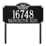 Whitehall Monogram Estate Lawn 2-Line Personalized Plaque - Black/White