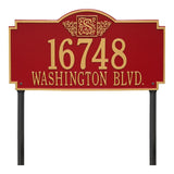 Whitehall Monogram Estate Lawn 2-Line Personalized Plaque - Red/Gold