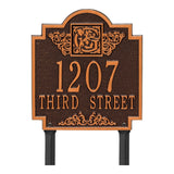 Whitehall Monogram Standard Lawn 2-Line Personalized Plaque - Antique Copper