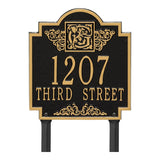 Whitehall Monogram Standard Lawn 2-Line Personalized Plaque - Black/Gold