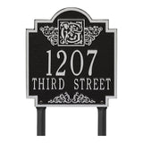 Whitehall Monogram Standard Lawn 2-Line Personalized Plaque - Black/Silver