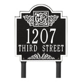Whitehall Monogram Standard Lawn 2-Line Personalized Plaque - Black/White