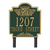 Whitehall Monogram Standard Lawn 2-Line Personalized Plaque - Green/Gold