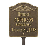 Whitehall Wedding Plaque Standard Lawn 2-Line Personalized Plaque - Antique Brass