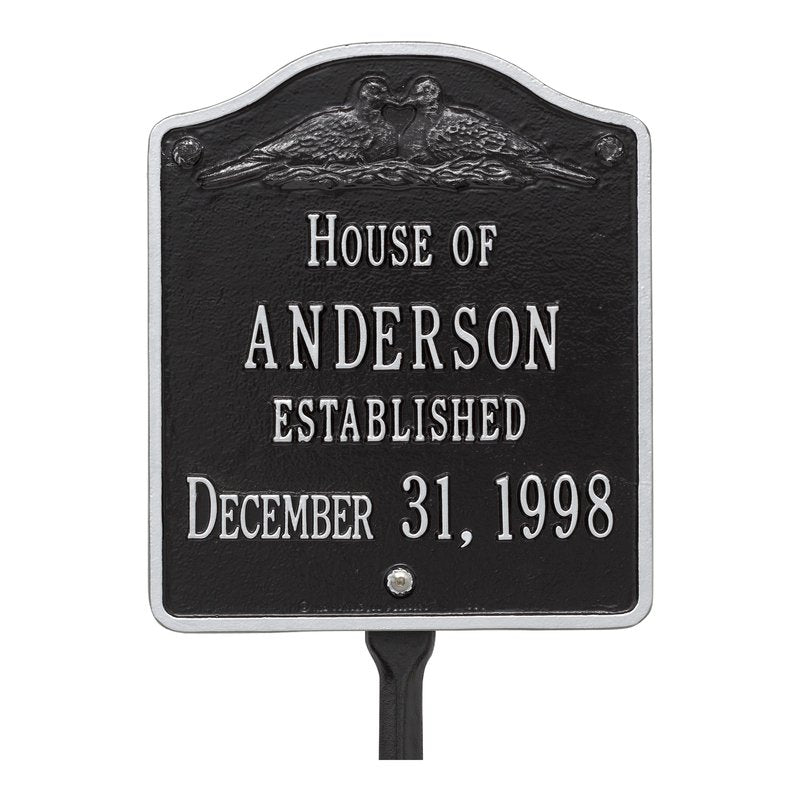 Whitehall Wedding Plaque Standard Lawn 2-Line Personalized Plaque - Black/Silver
