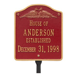 Whitehall Wedding Plaque Standard Lawn 2-Line Personalized Plaque - Red/Gold