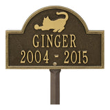 Whitehall Cat Arch Mini 2-Line Lawn Personalized Plaque - Antique Brass