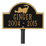 Whitehall Cat Arch Mini 2-Line Lawn Personalized Plaque - Black/Gold
