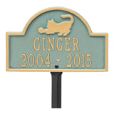 Whitehall Cat Arch Mini 2-Line Lawn Personalized Plaque - Bronze Verdigris