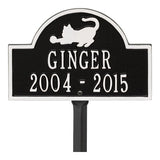 Whitehall Cat Arch Mini 2-Line Lawn Personalized Plaque - Black/White