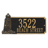 Whitehall Lighthouse Rectangle 2-Line Personalized Address Plaque - Black/Gold