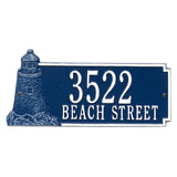 Whitehall Lighthouse Rectangle 2-Line Personalized Address Plaque - Blue/White