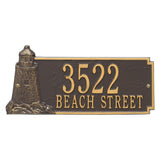 Whitehall Lighthouse Rectangle 2-Line Personalized Address Plaque - Bronze/Gold