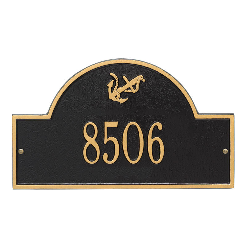 Whitehall Anchor Arch 1-Line Personalized Address Plaque - Black/Gold