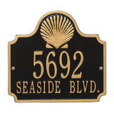 Whitehall Conch 2-Line Personalized Address Plaque - Black/Gold