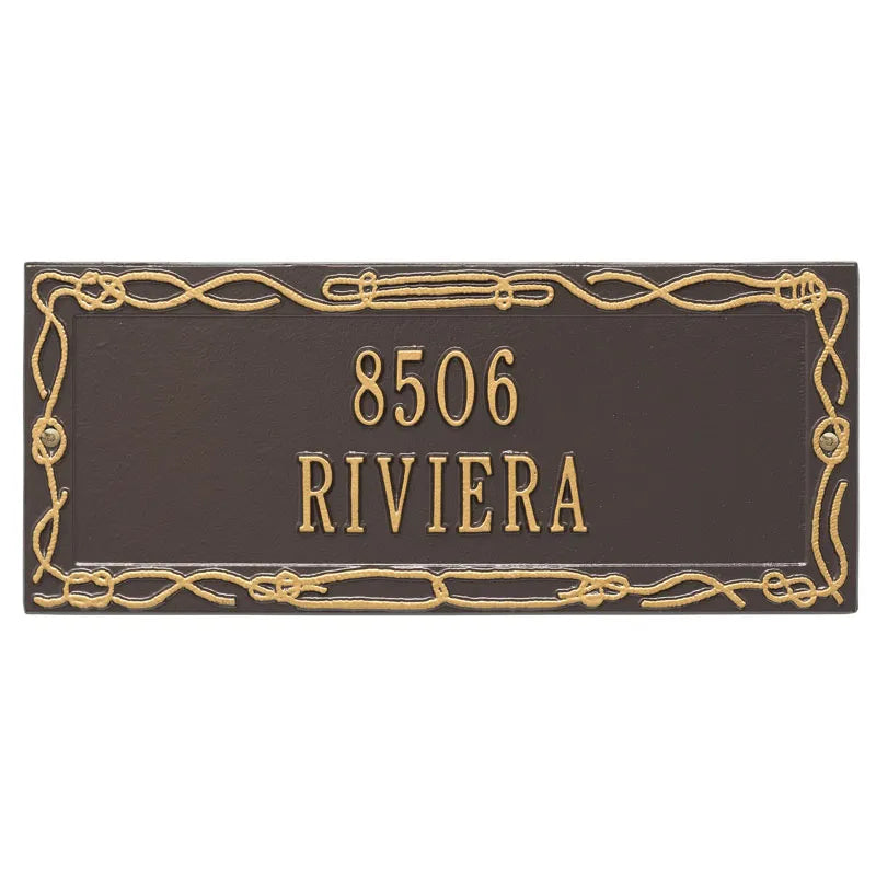 Whitehall Sailor's Knot 2-Line Personalized Address Plaque - Bronze/Gold