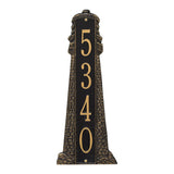 Whitehall Lighthouse Vertical Grande 1-Line Personalized Address Plaque - Black/Gold