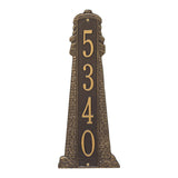 Whitehall Lighthouse Vertical Grande 1-Line Personalized Address Plaque - Bronze/Gold