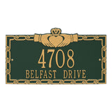 Whitehall Claddagh Address Plaque - Green/Gold