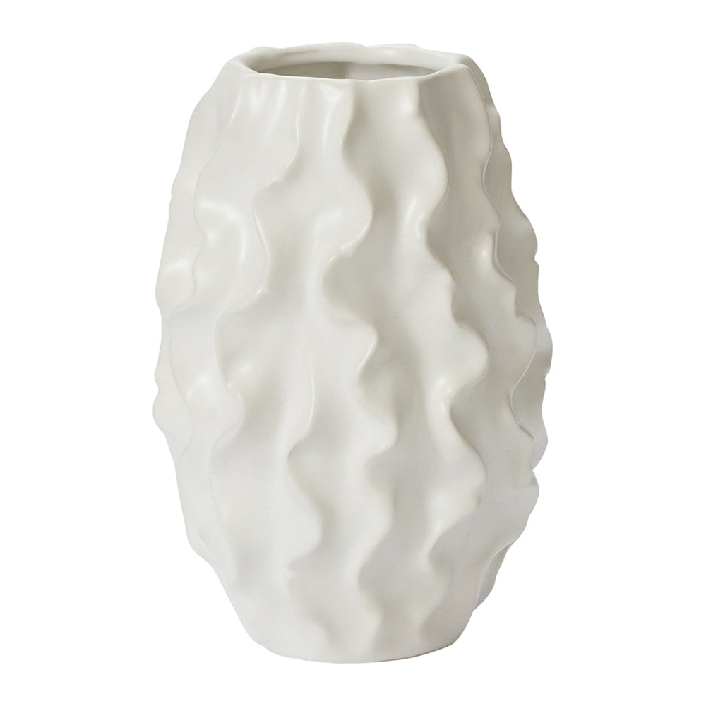 Ruffle Textured Matte Vase By Accent Decor