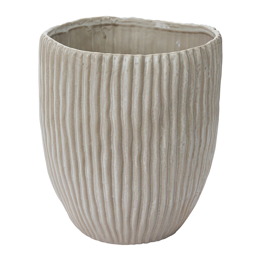 Riptide Ribbed Ceramic Floor Vessels & Planters By Accent Decor