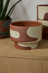 Shanti Hand-Painted Footed Ceramic Planters By Accent Decor - Off-White - Image 2