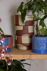 Shanti Hand-Painted Footed Ceramic Planters By Accent Decor - Off-White - Image 3