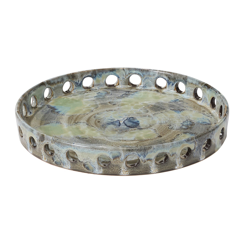 Toluca Glossy Green Ceramic Decorative Trays By Accent Decor