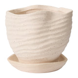 Highland Textured Ceramic Planters With Saucers By Accent Decor